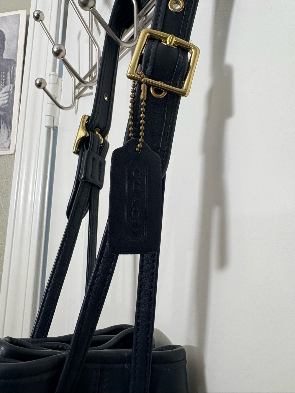Vintage Coach Black Leather Legacy Drawstring Bucket Bag 9166 - Picture 6 of 16